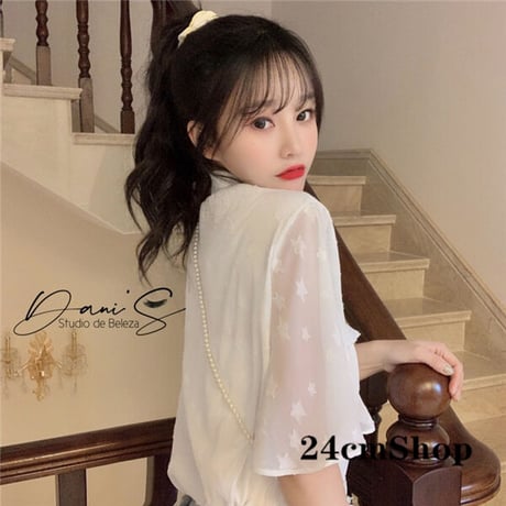 24cmshop シフォンシャーリングシアースターシャツ 1145