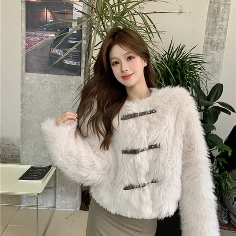 Kawaii Lamb Cashmere  Warm Mink Fur Short Jacket  wt036