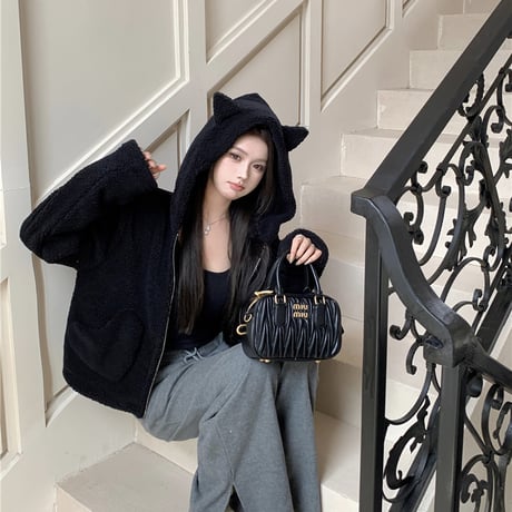 Kawaii Lamb Cashmere  Warm Cotton Short Jacket  wt025