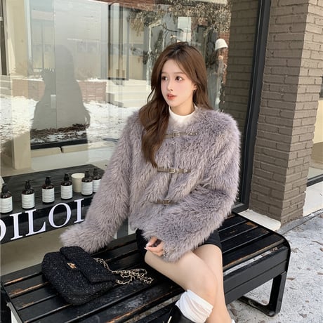 Kawaii Lamb Cashmere  Warm Mink Fur Short Jacket  wt036