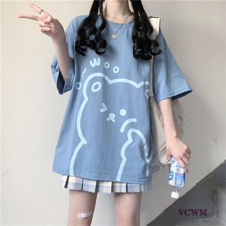 プリントTシャツ+プリーツジャンパースカート  907