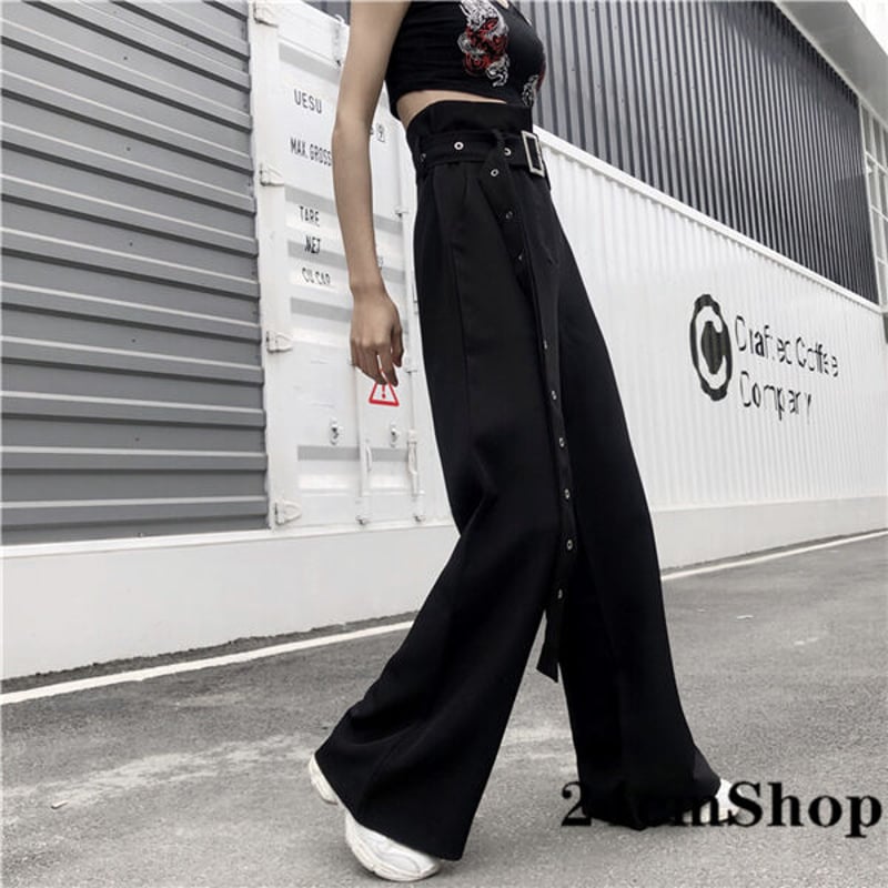 ハイウエスト モード系 ワイドパンツ 1084 | 可愛い服量産型服通販24cm