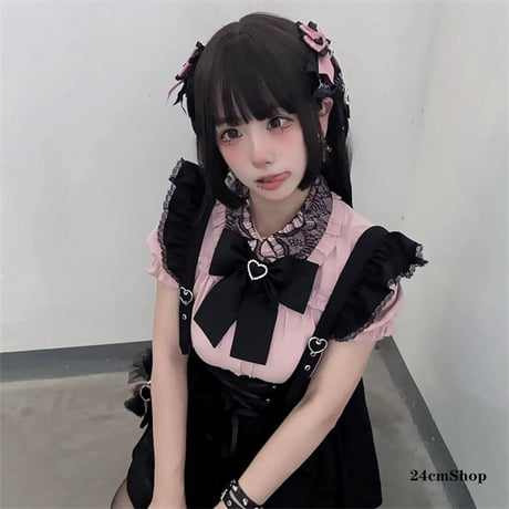 24cmShop 地雷系レース襟ブラウスとスカートsus012