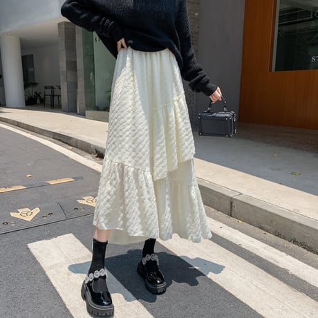 24cmShop アシメプリーツフレアスカート cq003
