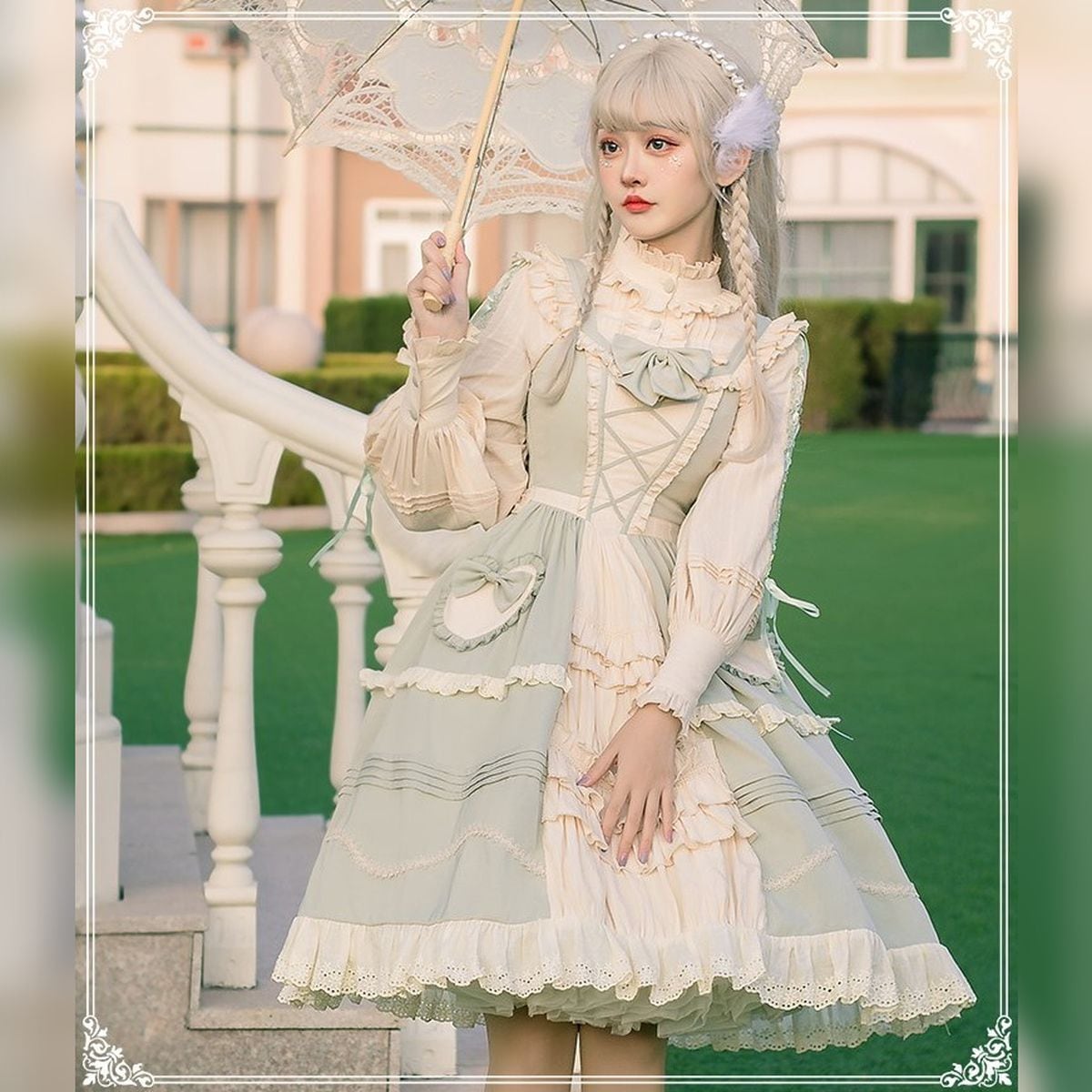 クラシカルレースアップロリータセットアップ：JSK 1408 | 可愛い服