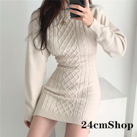 24cmShopシンプルニットワンピース  1070