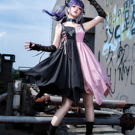 24cmShop 地雷系Black/Pink大人気ワンピース ops009