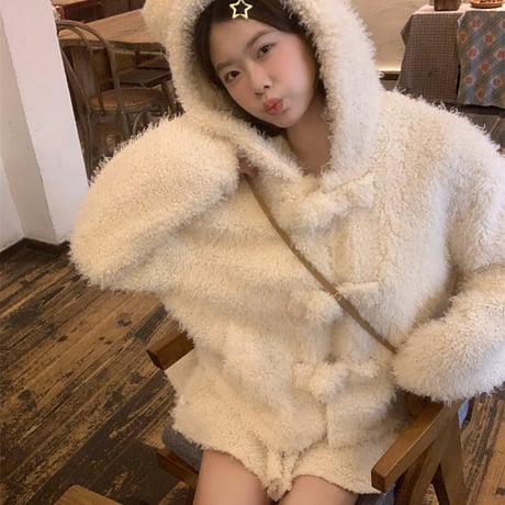 Kawaii Lamb Cashmere  Warm Cotton Short Jacket  wt029