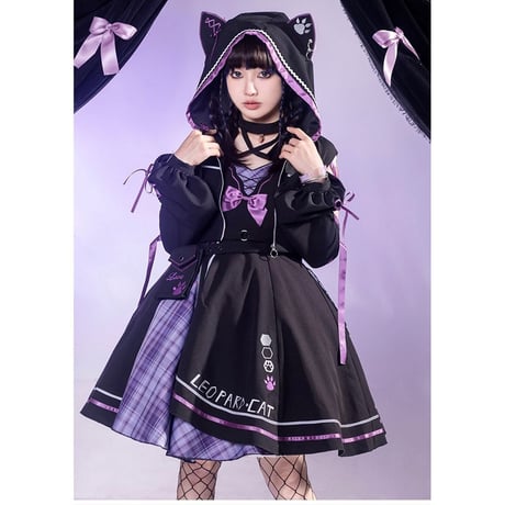 猫耳パーカーアシンメトリーJSK  ops003