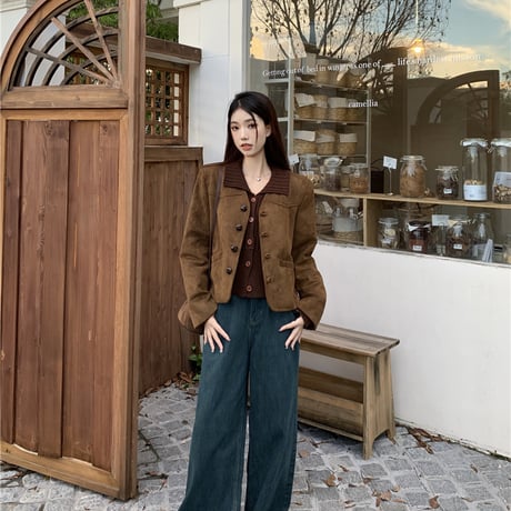 Kawaii Brown Colorful  Short Jacket  wt043