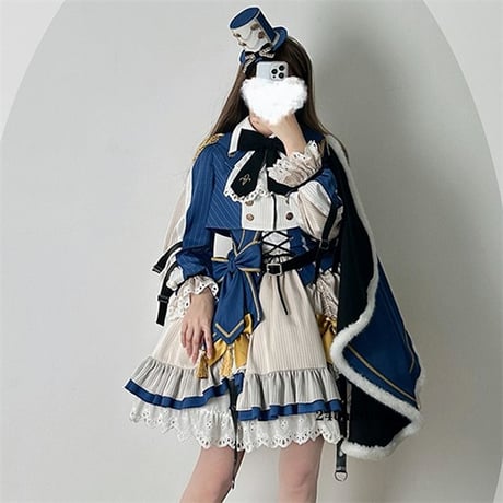 サイドケープ軍服ロリータセットアップ：トップス+JSK opf145