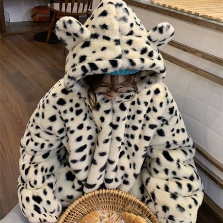 Kawaii Leopard Print Cotton Short Coat wt050