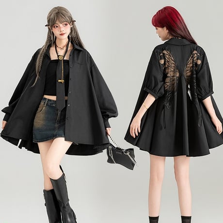 24cmshop黒のボウタイシャツcy022