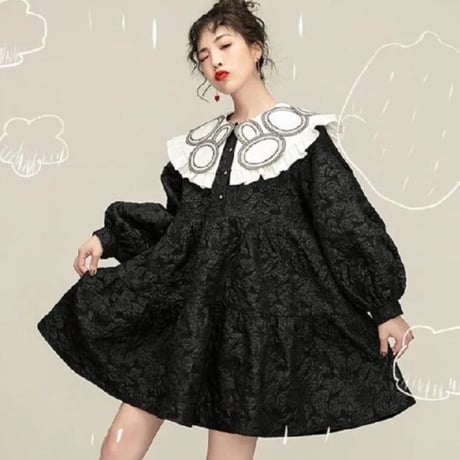 可愛い服ジャカードのワンピース  24cm-682