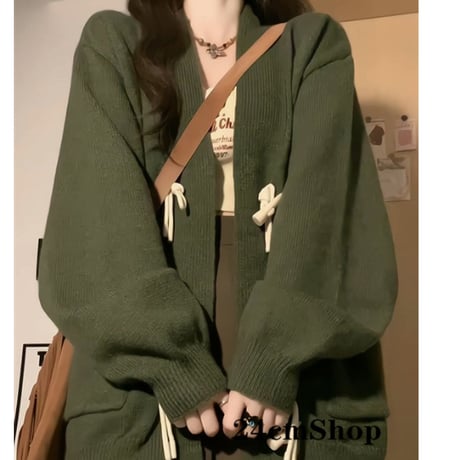 24cmShop かわいい緑ニットセーターコート1420