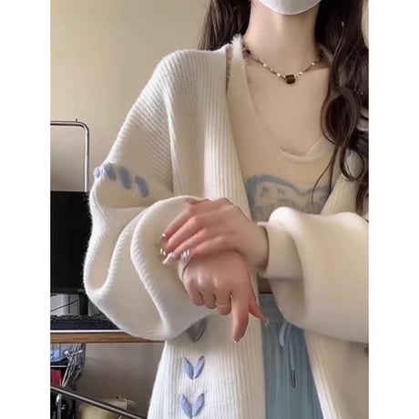 ニットカーディガンコート wt077