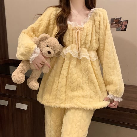 可愛いモコモコパジャマ2点セット sl009