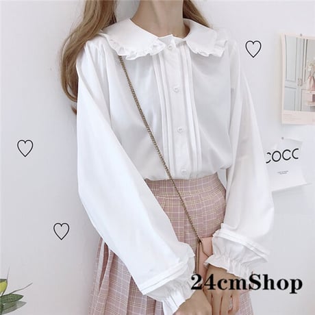 24cmshop フリルカラーキャンディスリーブブラウス 1146