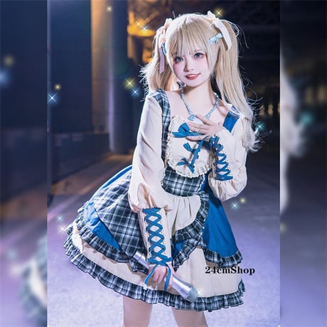 アシンメトリーチェック柄アイドルワンピース opf111
