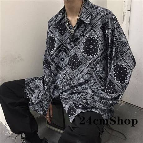 原宿風レイヤードカラーオーバーサイズチャイナシャツ 1144