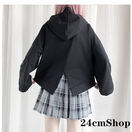 24cmShop ネックストラップバックスリットロックパーカー 1101
