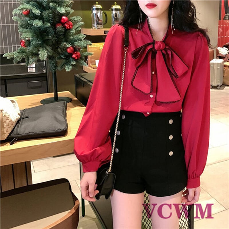 リボン服 赤 量産型服 evelyn リボンカーデセットワンピース レッド