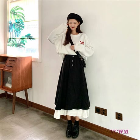 韓国可愛い長いスカート 908