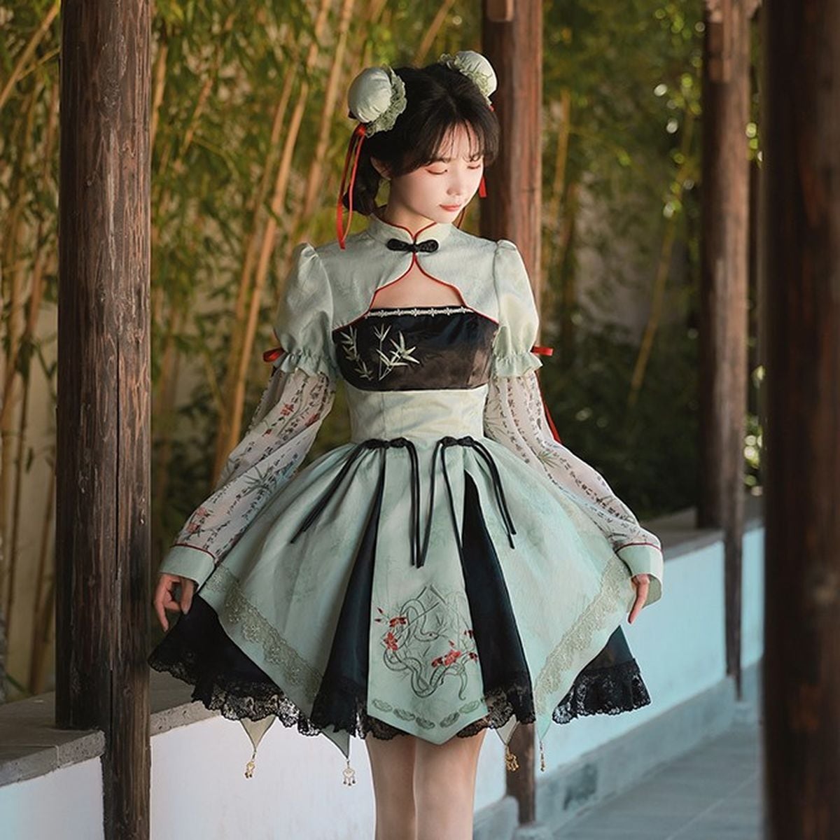 チャイナロリータつけ袖ワンピース opf024 | 可愛い服量産型服通販24cm