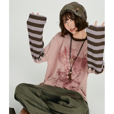 24cmShop韓国ファッションかわいいTシャツ二枚重ねT tx103