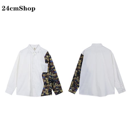 24cmShop原宿風総柄フラワー ビッグシャツ1338