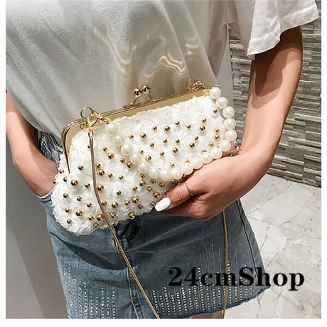 24cmShopトップハンドル-ビジューチェーンバッグ 1213