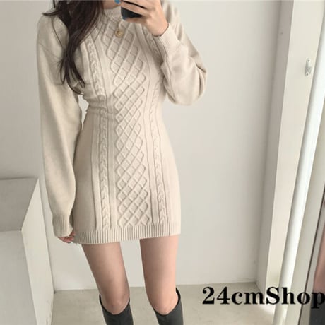 24cmShopシンプルニットワンピース  1070
