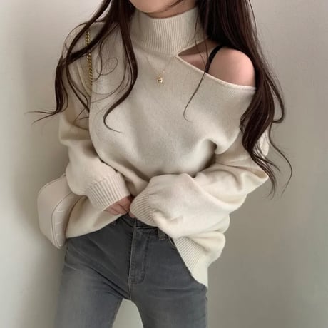 Newest Shouder Out Design Knit Long Sleeved tx075