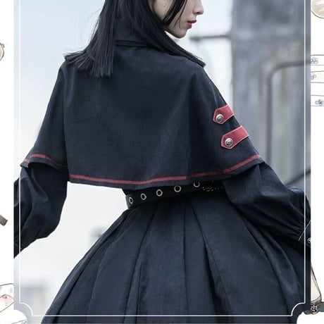 [4点セット] 軍服シャツ+蝶結び+半身スカート+ベルト  740