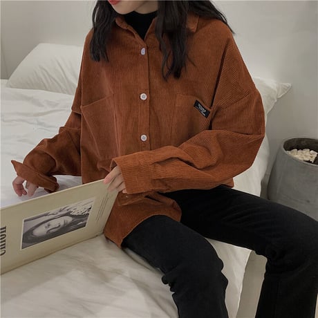 Top  ファッションコーデュロイ長袖シャツ  672