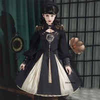 チャイナ×軍服デザインバイカラーワンピース opf099