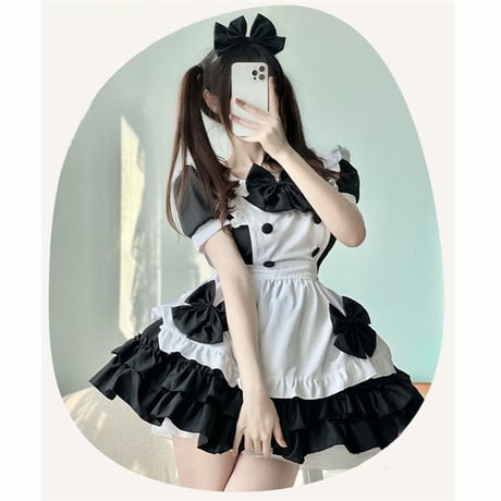 ダブルブレストリボンメイド服 opf069