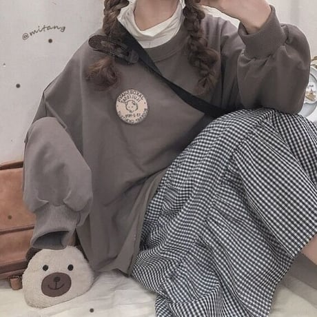 SetUp  長袖Tシャツ+チェックスカート2点セット  624