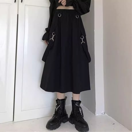 原宿風ブラック系ファッションボトムス cq005