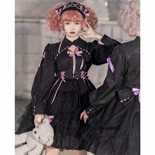 フリルリボンロリータドレス opf125 | 可愛い服量産型服通販24cm