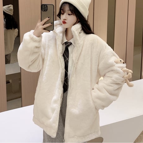 Kawaii Lamb Cashmere  Warm Cotton Short Jacket  wt031