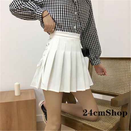 24cmshop  サイドレースアップAラインプリーツスカート  1130