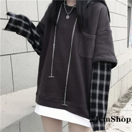 重ね着風 レイヤードトップス  1063