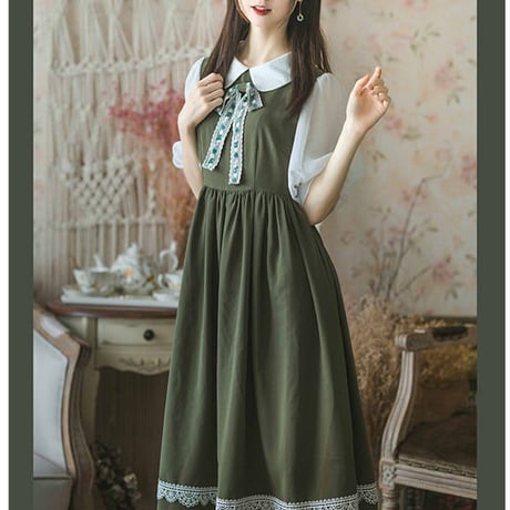 可愛い春服刺繍ワンピース 809