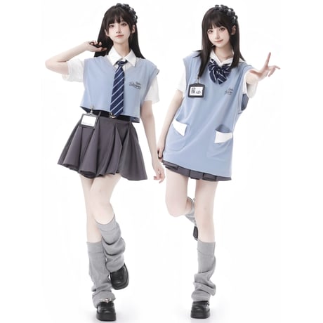 カレッジショートベストシャツ+ベストパーカー+キュロット3点セットsus130