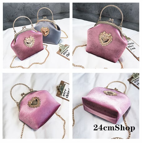 24cmShopトップハンドル-ビジューチェーンバッグ  1211