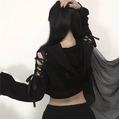 原宿風ブラック系ファッション長袖Tシャツ tx095