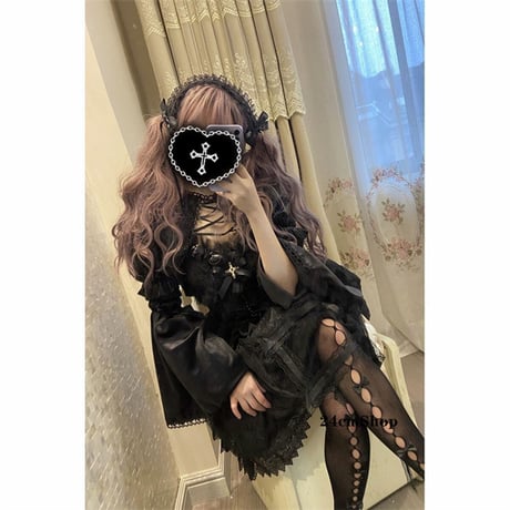 ゴスロリ黒魔女風レースドレス opf117
