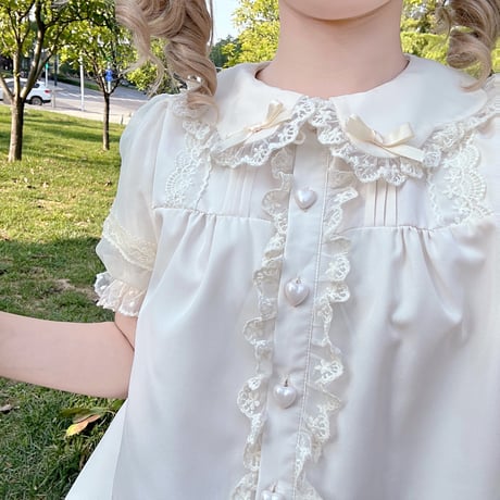 24cmshopフリルカラーキャンディスリーブブラウス cy008