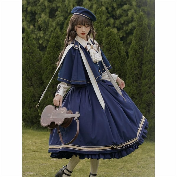 ロリータ魔女セットアップ★年中活躍ドレスケープ女子会用 ロリータ魔女セットアップ☆年中活躍ドレスケープ女子会用